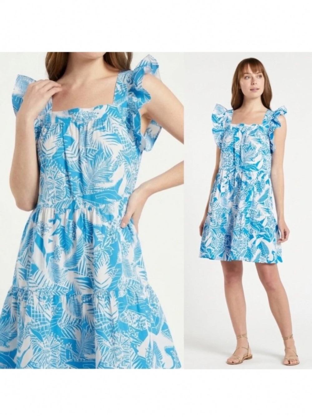 Marie Oliver Mini Dress  Blue & white dress (M)
